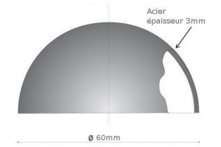 pièce élément ferronnier serrurier Boule LISSE CREUSE DEMI SPHERE NON PERCEE Diamètre 60 ACIER Ref: F52.182