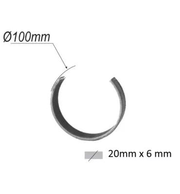 Cercle LISSE OUVERT Section 20x6 Diamètre 100 ACIER Ref: F53.129