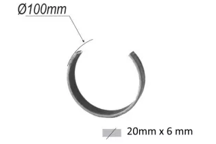 Cercle LISSE OUVERT Section 20x6 Diamètre 100 ACIER Ref: F53.129