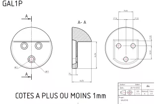 Butoir de porte Longueur 35 Diamètre 101 ACIER Ref: F66.407 GAL1P