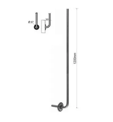 Balustre COUDE Longueur 1200 Section 16 ACIER FER FORGE Ref: RL16CS