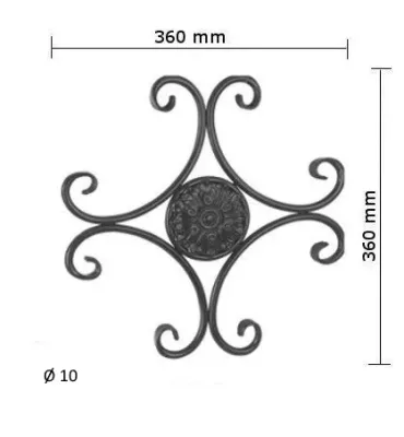 Éléments décoratifs 360 x 360 Diamètre 10 ACIER FER FORGE LISSE Ref: BE0302902