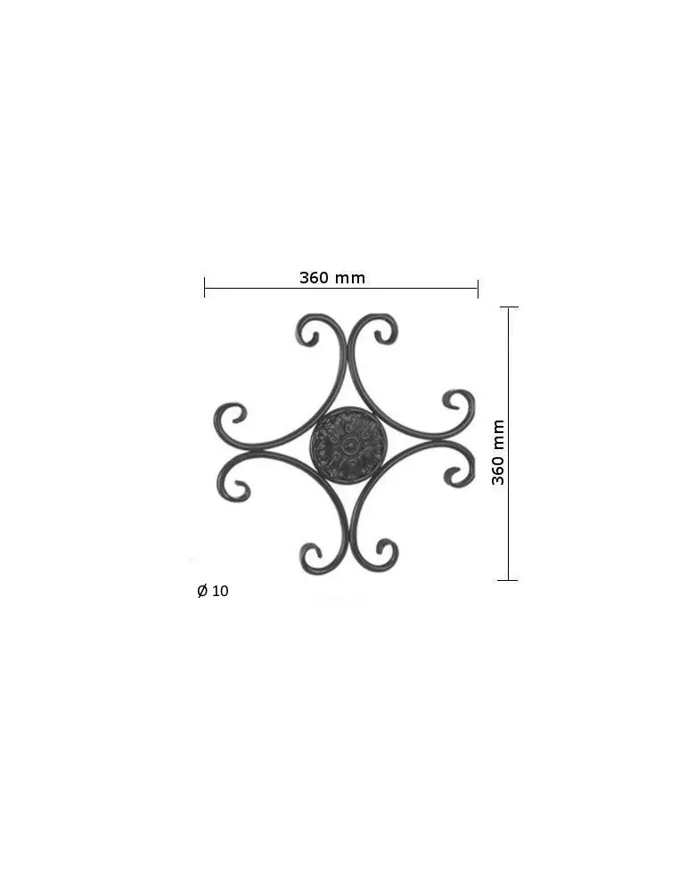 Éléments décoratifs 360 x 360 Diamètre 10 ACIER FER FORGE LISSE Ref: BE0302902