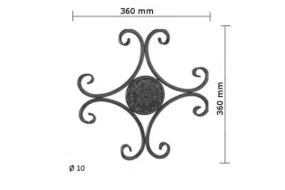 Éléments décoratifs 360 x 360 Diamètre 10 ACIER FER FORGE LISSE Ref: BE0302902