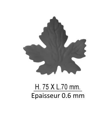 Feuille de Vigne 94 x 97 ACIER Ref: GVI094F2
