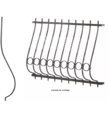 pièce élément ferronnier serrurier Balustre GALBE ET TORSADE 450x90 Section 12x12 ACIER FER FORGE Ref: F54.901