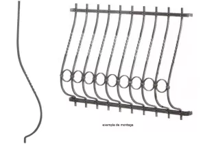 pièce élément ferronnier serrurier Balustre GALBE ET TORSADE 450x90 Section 12x12 ACIER FER FORGE Ref: F54.901