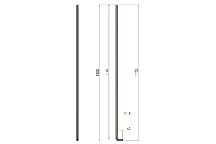 Balustre COUDE Longueur 1200 Section 16 ACIER FER FORGE Ref: RL16C2
