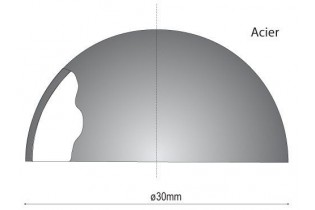 pièce élément ferronnier serrurier Boule LISSE DEMI SPHERE Diamètre 30 ACIER Ref: GDB030F2