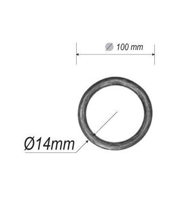 pièce élément ferronnier serrurier Cercle LISSE ROND Section 14 Diamètre 100 ACIER Ref: A100LR14