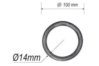 pièce élément ferronnier serrurier Cercle LISSE ROND Section 14 Diamètre 100 ACIER Ref: A100LR14
