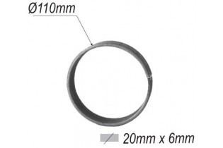pièce élément ferronnier serrurier Cercle LISSE ROND Section 20x6 Diamètre 110 ACIER Ref: A110L20X6
