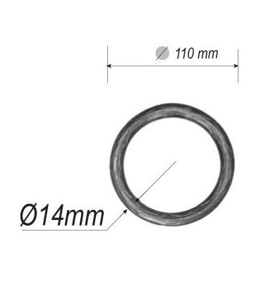 pièce élément ferronnier serrurier Cercle LISSE ROND Section 14 Diamètre 110 ACIER Ref: A110LR14