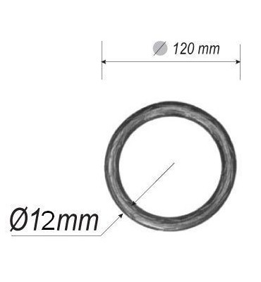 pièce élément ferronnier serrurier Cercle LISSE ROND Section 12 Diamètre 120 ACIER Ref: A120LR12