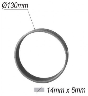 pièce élément ferronnier serrurier Cercle LISSE ROND Section 14x6 Diamètre 130 ACIER Ref: A130L14X6