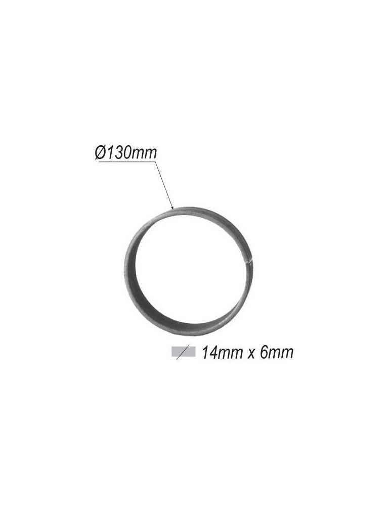 pièce élément ferronnier serrurier Cercle LISSE ROND Section 14x6 Diamètre 130 ACIER Ref: A130L14X6