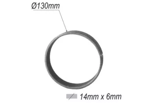 pièce élément ferronnier serrurier Cercle LISSE ROND Section 14x6 Diamètre 130 ACIER Ref: A130L14X6