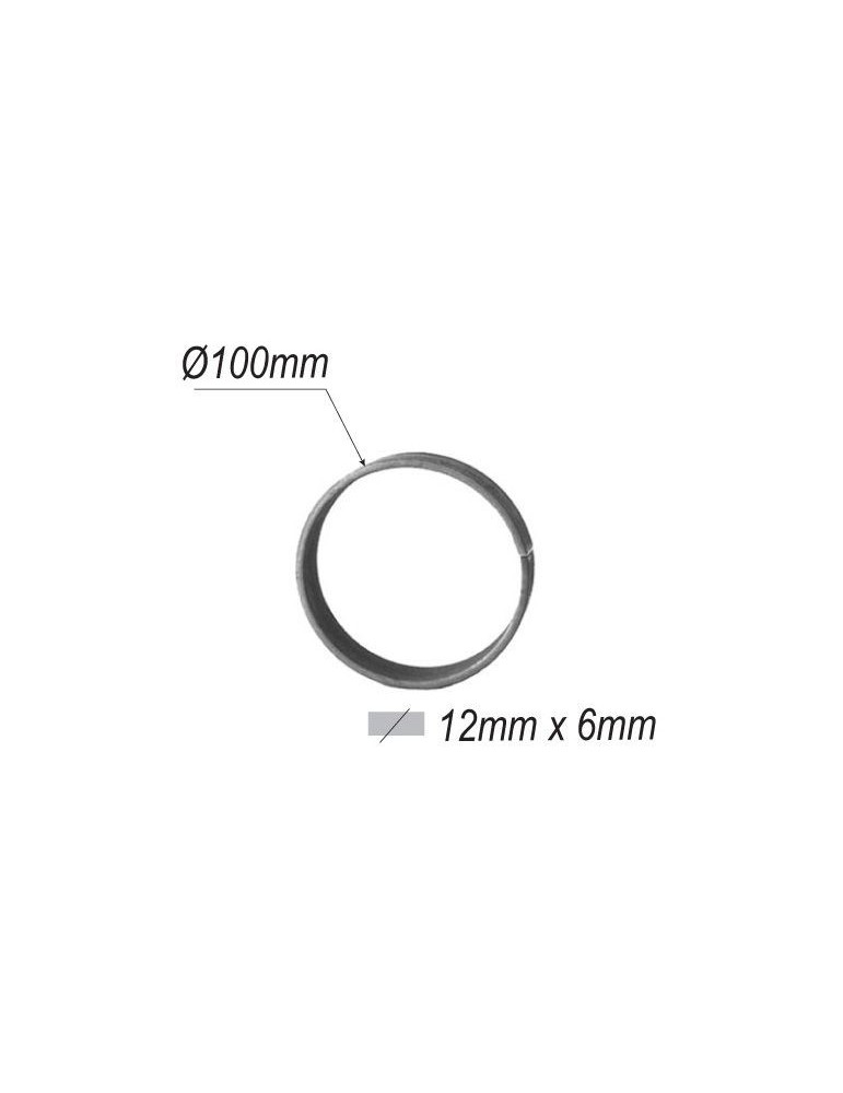 pièce élément ferronnier serrurier Cercle LISSE ROND Section 12x6 Diamètre 100 ACIER Ref: F53.101