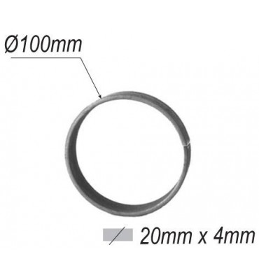 pièce élément ferronnier serrurier Cercle LISSE ROND Section 20x4 Diamètre 100 ACIER Ref: F53.104