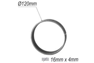 pièce élément ferronnier serrurier Cercle LISSE ROND Section 16x4 Diamètre 120 ACIER Ref: F53.107
