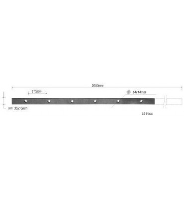 Barre poinçonnée LISSE PLAT Longueur 2000 Section 35x10 Passage CARRE ACIER Ref: TR7-14-35x10