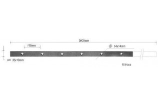 Barre poinçonnée LISSE PLAT Longueur 2000 Section 35x10 Passage CARRE ACIER Ref: TR7-14-35x10