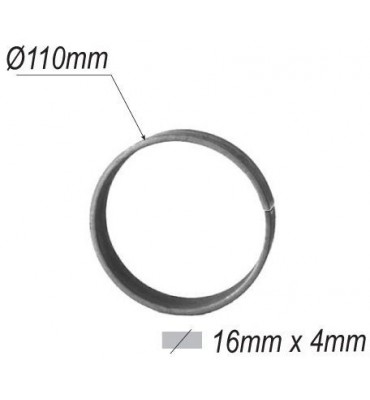pièce élément ferronnier serrurier Cercle LISSE ROND Section 16x4 Diamètre 110 ACIER Ref: F53.111