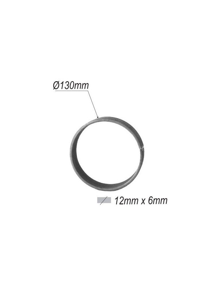 pièce élément ferronnier serrurier Cercle LISSE ROND Section 12x6 Diamètre 130 ACIER Ref: F53.115