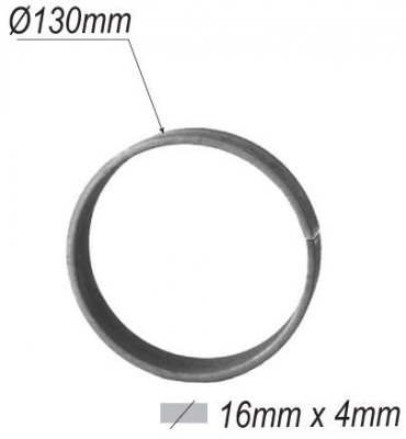 pièce élément ferronnier serrurier Cercle LISSE ROND Section 16x4 Diamètre 130 ACIER Ref: F53.117