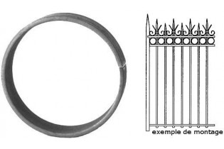 pièce élément ferronnier serrurier Cercle LISSE ROND Section 16x6 Diamètre 130 ACIER Ref: F53.118