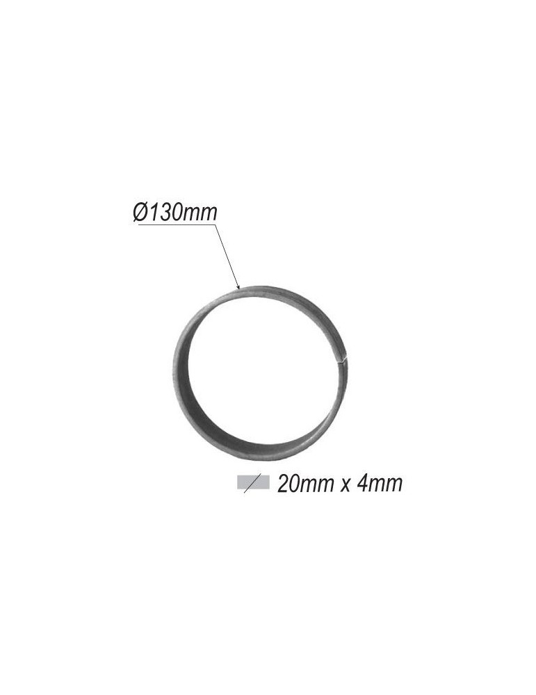 pièce élément ferronnier serrurier Cercle LISSE ROND Section 20x4 Diamètre 130 ACIER Ref: F53.119