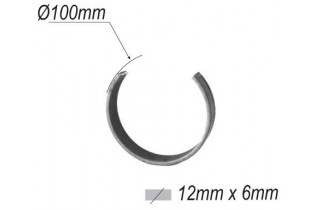 pièce élément ferronnier serrurier Cercle LISSE OUVERT Section 12x6 Diamètre 100 ACIER Ref: F53.125