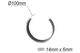 pièce élément ferronnier serrurier Cercle LISSE OUVERT Section 14x6 Diamètre 100 ACIER Ref: F53.126