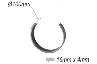 pièce élément ferronnier serrurier Cercle LISSE OUVERT Section 16x4 Diamètre 100 ACIER Ref: F53.127