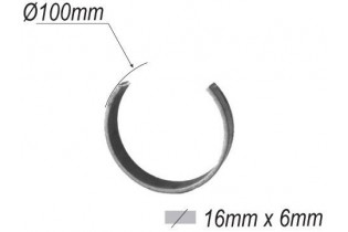 pièce élément ferronnier serrurier Cercle LISSE OUVERT Section 16x6 Diamètre 100 ACIER Ref: F53.128