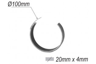 pièce élément ferronnier serrurier Cercle LISSE OUVERT Section 20x4 Diamètre 100 ACIER Ref: F53.129