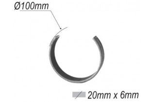pièce élément ferronnier serrurier Cercle LISSE OUVERT Section 20x6 Diamètre 100 ACIER Ref: F53.130