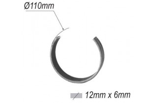 pièce élément ferronnier serrurier Cercle LISSE OUVERT Section 12x6 Diamètre 110 ACIER Ref: F53.131