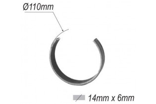 pièce élément ferronnier serrurier Cercle LISSE OUVERT Section 14x6 Diamètre 110 ACIER Ref: F53.132