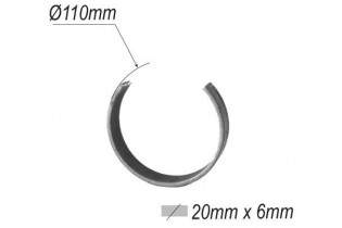 pièce élément ferronnier serrurier Cercle LISSE OUVERT Section 20x6 Diamètre 110 ACIER Ref: F53.136