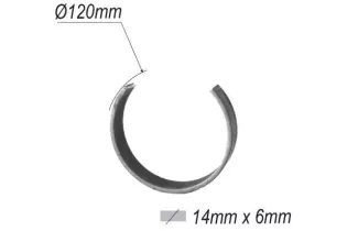 pièce élément ferronnier serrurier Cercle LISSE OUVERT Section 14x6 Diamètre 120 ACIER Ref: F53.138
