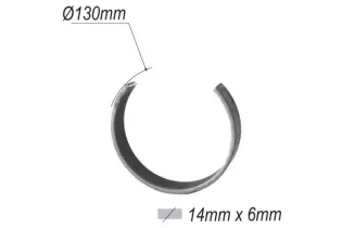 pièce élément ferronnier serrurier Cercle LISSE OUVERT Section 14x6 Diamètre 130 ACIER Ref: F53.144