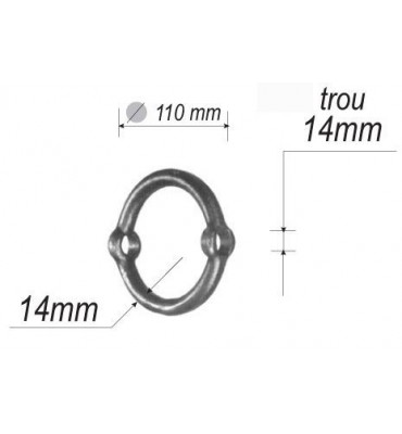 pièce élément ferronnier serrurier Cercle LISSE ROND Section 14 Diamètre 14 Passage 14 ACIER Ref: F53.243