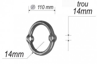 pièce élément ferronnier serrurier Cercle LISSE ROND Section 14 Diamètre 14 Passage 14 ACIER Ref: F53.243