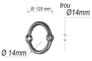 pièce élément ferronnier serrurier Cercle LISSE ROND Section 14 Diamètre 14 Passage 14 ACIER Ref: F53.244