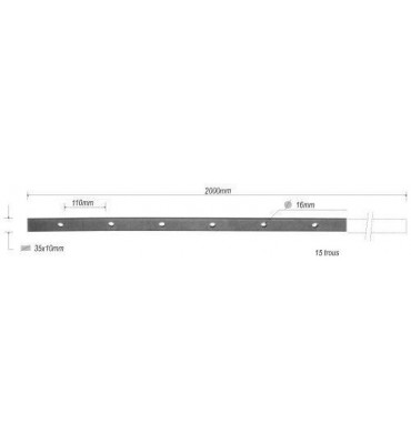 Barre poinçonnée LISSE PLAT Longueur 2000 Section 35x10 Passage ROND ACIER Ref: TR8-16-35x10