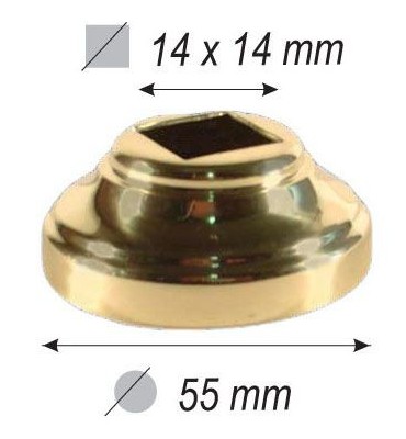 pièce élément ferronnier serrurier Cache de scellement pour barreau CARRE Hauteur 21 Diamètre 55 Passage 14x14 LAITON Ref: F5...