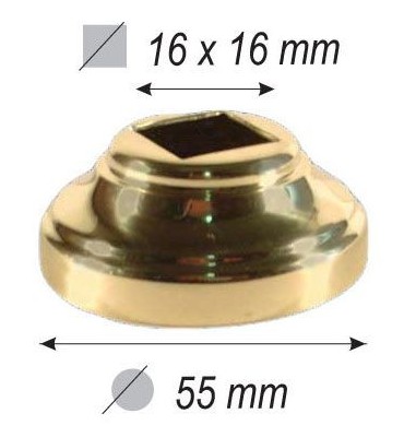 pièce élément ferronnier serrurier Cache de scellement pour barreau CARRE Hauteur 21 Diamètre 55 Passage 16x16 LAITON Ref: F5...