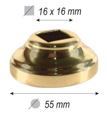 pièce élément ferronnier serrurier Cache de scellement pour barreau CARRE Passage 16x16 LAITON Ref: F55.507