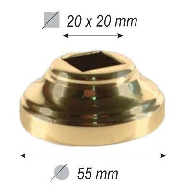 pièce élément ferronnier serrurier Cache de scellement pour barreau CARRE Passage 20x20 LAITON Ref: F55.508